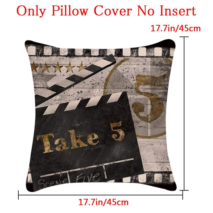 6 Pack Abstract Cartoon Flower Pillow Cases,Cotton Linen Decorative Cushion Cover (Movie Theater)