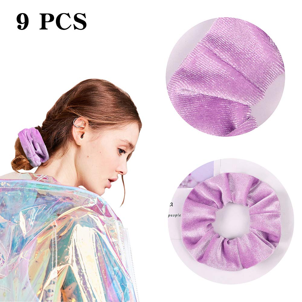 9 PCS Premium Velvet Macaron Theme Hair Scrunchies Tie Bobbles Rainbow Hair Bands Scrunchy Hair Tie Ropes Lce Cream Color for Women Hair Elastic Bandss (9 PCS Rainbow)