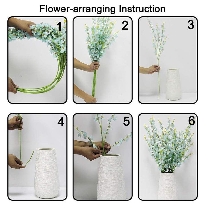 Blue Artificial Orchids Faux Flowers - 10 pcs 37.5 Inches Real Touch Fake Artificial Flowers for Wedding Home Office Party Hotel Yard Decoration (Blue, 10)