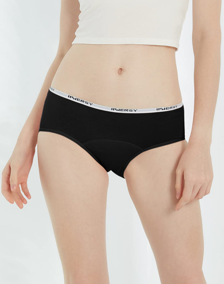 Big Girls&#39; Period Panties Menstrual Underwear for First Period Starter 3-Pack(Black,M(10-12 yrs))