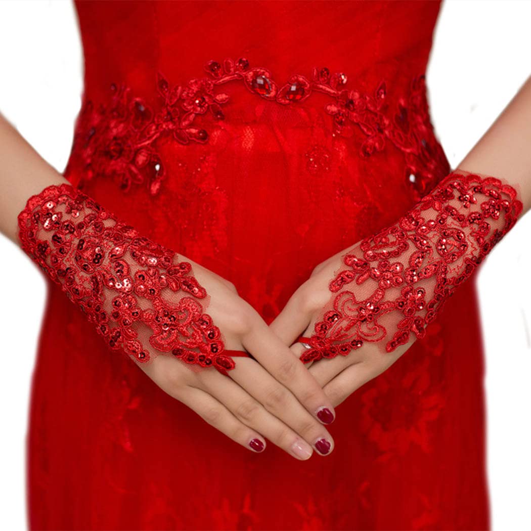 Latious Wedding Bride Lace Gloves Fingerless Bridal Glo