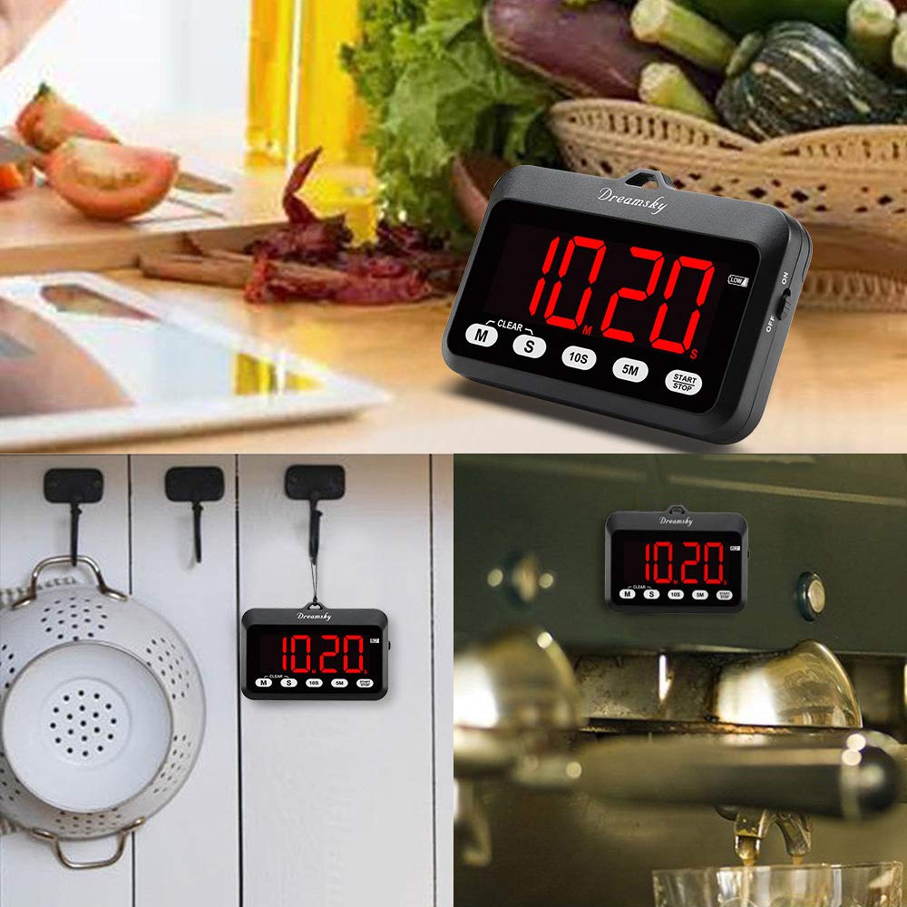 DreamSky Digital Kitchen Timer with Large Red LED Displ