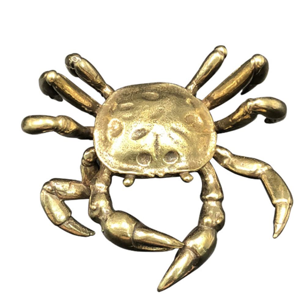 Brass Crab Figurine Gold Crab Teapot Ornament Vintage Animal Miniature Model Feng Shui Good Luck Table Display Model for Home Office