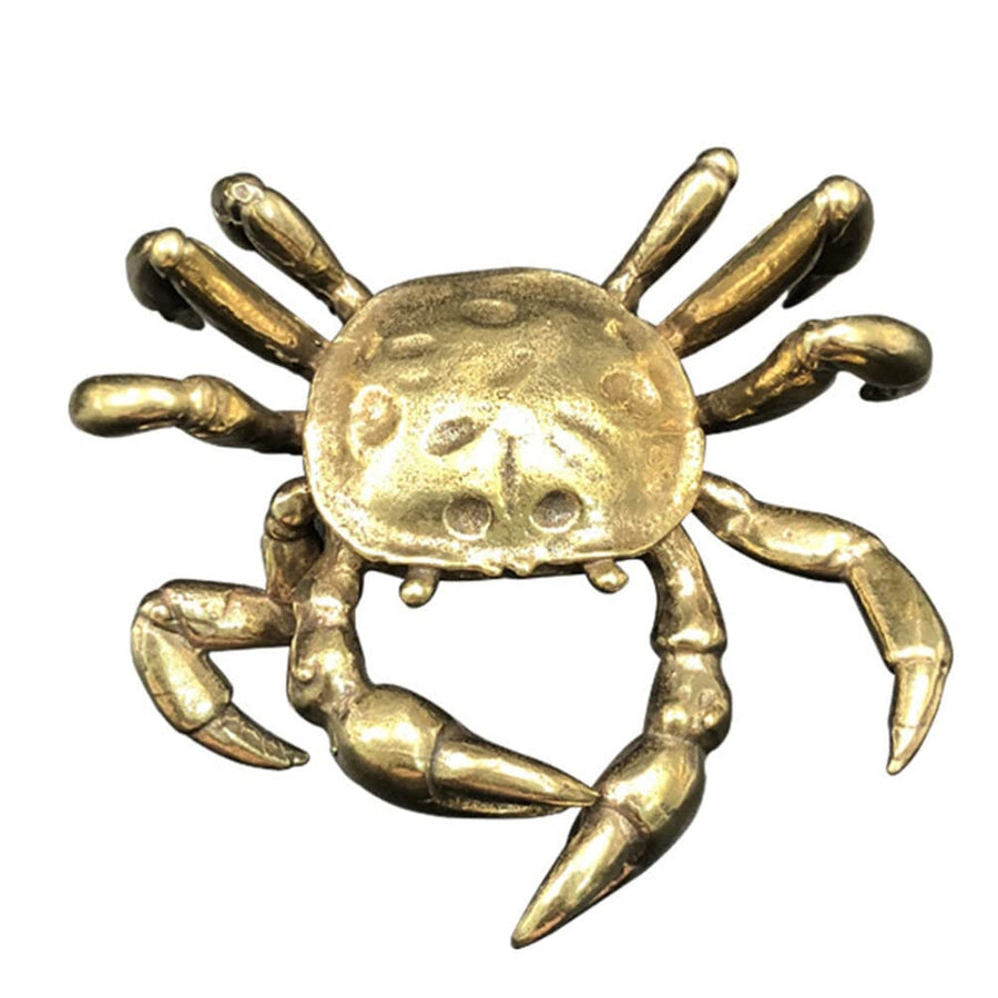Brass Crab Figurine Gold Crab Teapot Ornament Vintage Animal Miniature Model Feng Shui Good Luck Table Display Model for Home Office
