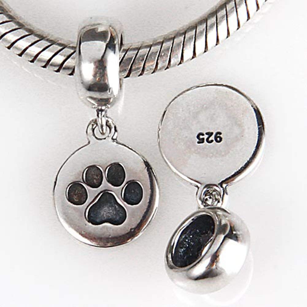 Puppy Dog Paw Charm 925 Sterling Silver Pet Charm Dog Charm for Bracelet (B)