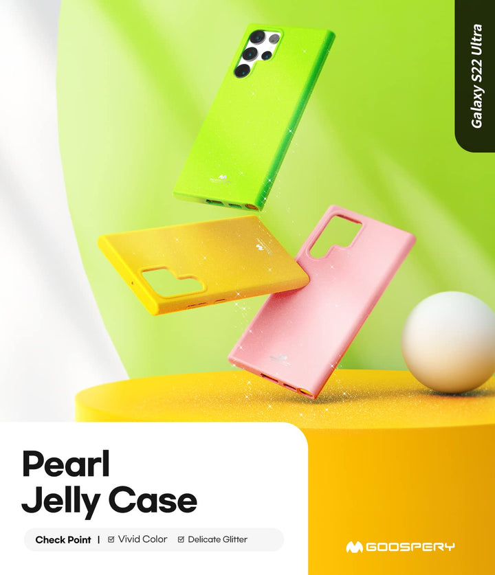 Pearl Jelly Designed for Galaxy S22 Ultra Case, Vivid Color with Light Shimmer Jewel Effects Glitter Sparkles Shine Look Slim Thin TPU Rubber Back Cover-Lime