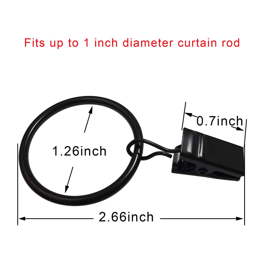 AMZSEVEN 40 Pack Curtain Rings with Clips, Drapery Clip