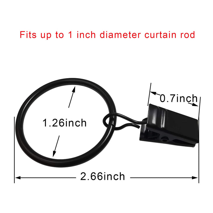 AMZSEVEN 40 Pack Curtain Rings with Clips, Drapery Clip