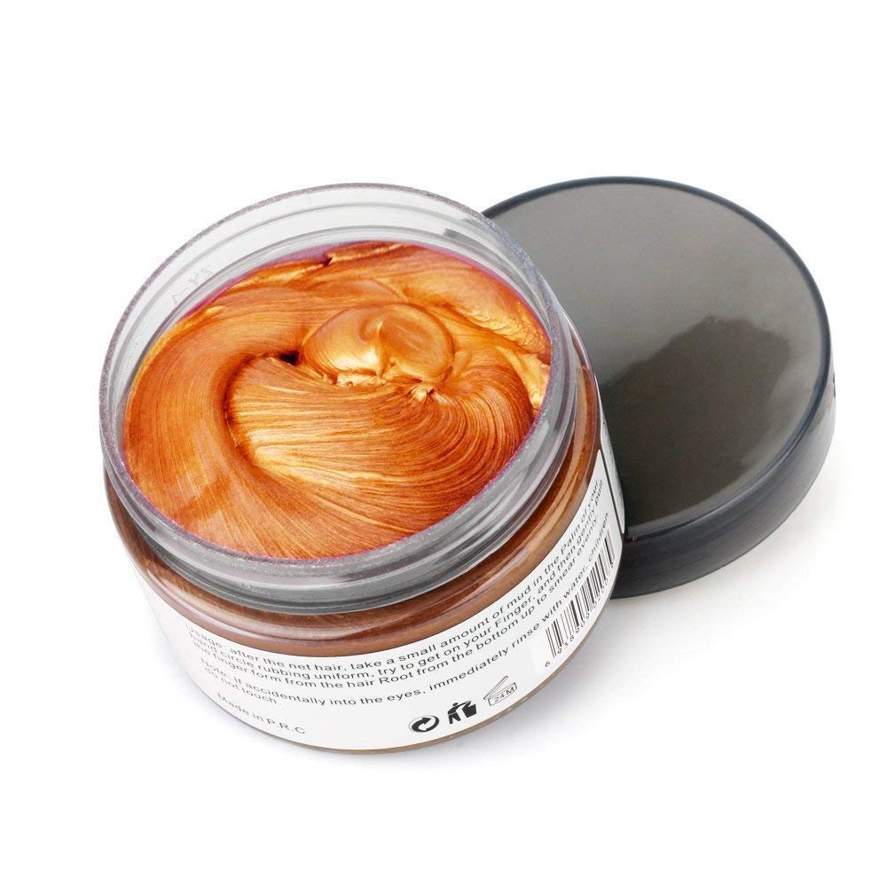 Unisex Hair Wax Color Dye Styling Cream Mud, Natural Hairstyle Pomade, Washable Temporary,Party Cosplay (Orange)