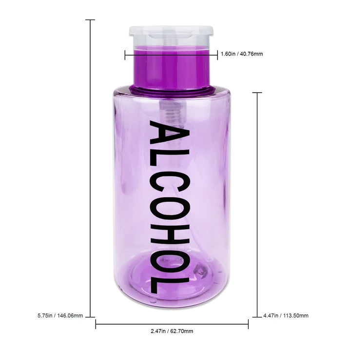 Pana Brand 10Oz. (Quantity: 1 Piece) Alcohol Labeled Liquid Push Down Pump Dispenser Bottle With Flip Top Cap (Purple)