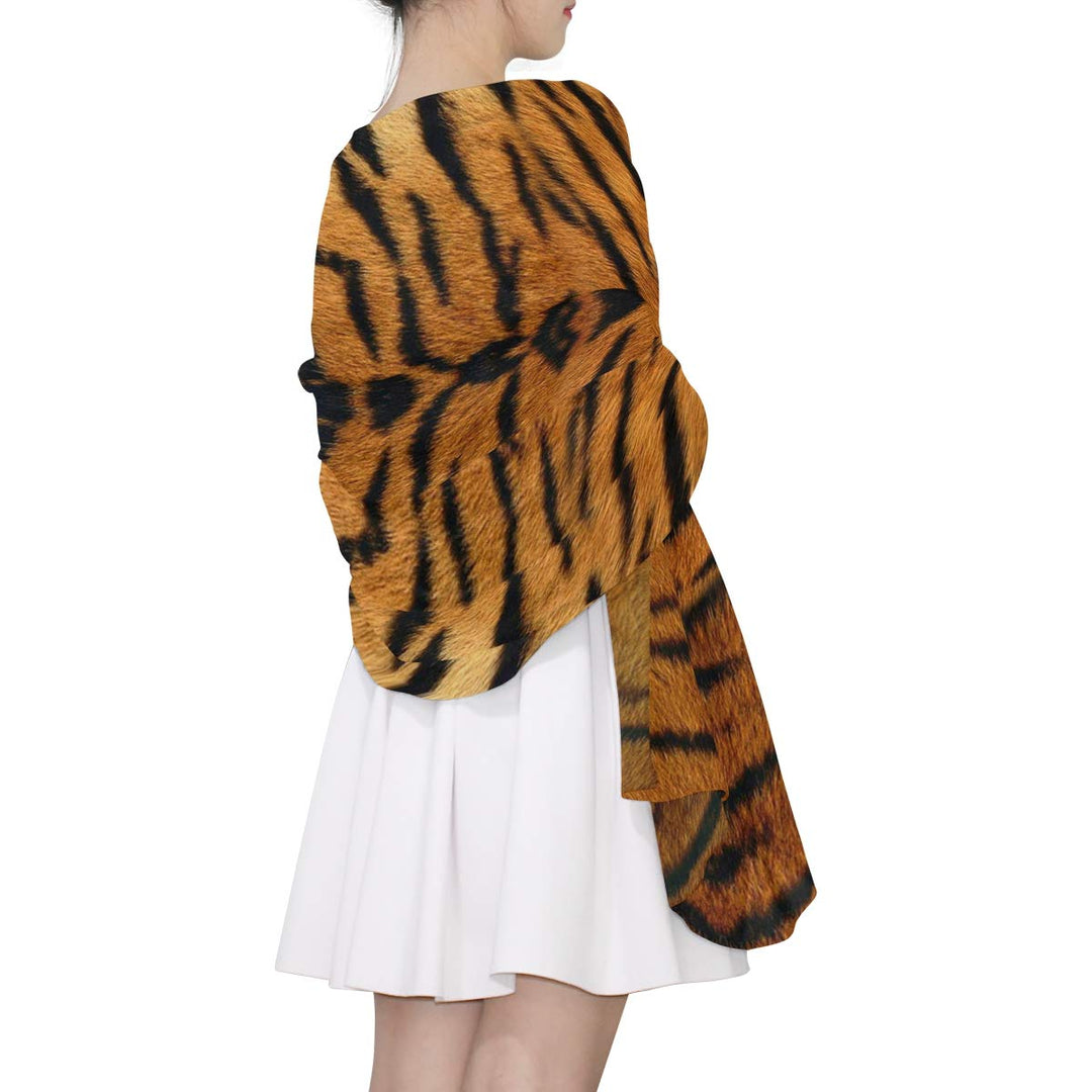 AUUXVA Tiger Print Women Silk Scarf Tiger Pattern Light