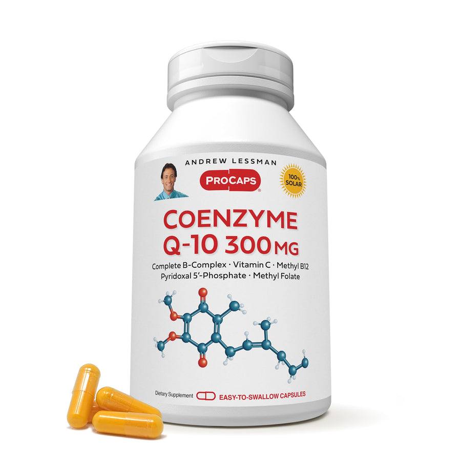 Coenzyme Q-10 300 mg 60 Capsules - Essential for Energy Production and Optimum Key Organ Function, Anti-Oxidant Support, Depleted by Aging, Plus B-Complex. Easy to Swallow Capsules