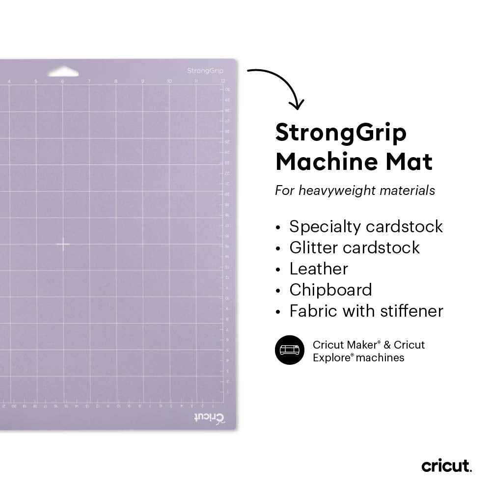 StrongGrip Cutting Mat 12in x 12in, Craft Mat for Maker & Explore, Use with Heavyweight Materials - Specialty Cardstock, Matboard & More, Reusable, Clear Protective Film (3 Count)