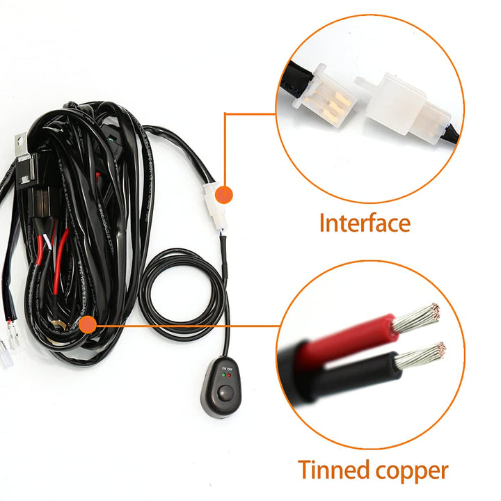 LED Work Lights Bar Wiring Harness Kit 12V 40A LED Ligh