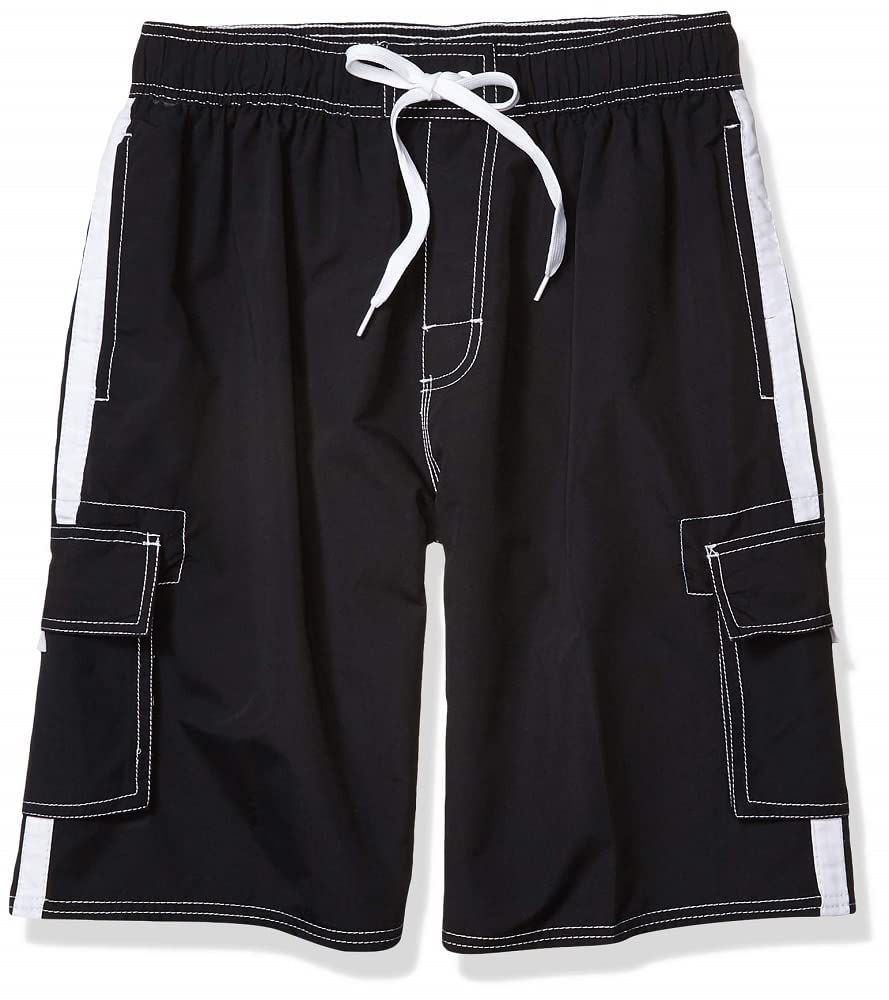 Men&#39;s Mako Core Performance Elastic Waist Swim Trunk, Black, Medium