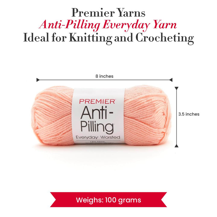 Anti-Pilling Everyday Worsted Yarn, Soft Acrylic Yarn, Ideal Yarn for Crocheting and Knitting, Machine Washable, 180 yds, Soft Peach