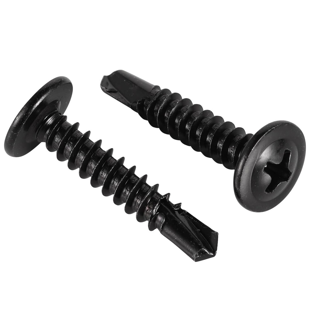#8 x 3/4 Phillips Truss Head Self-Drilling Tek Screw, 100 PCS Self Tapping Screws Sheet Metal Screws, Black Oxide Stainless Steel