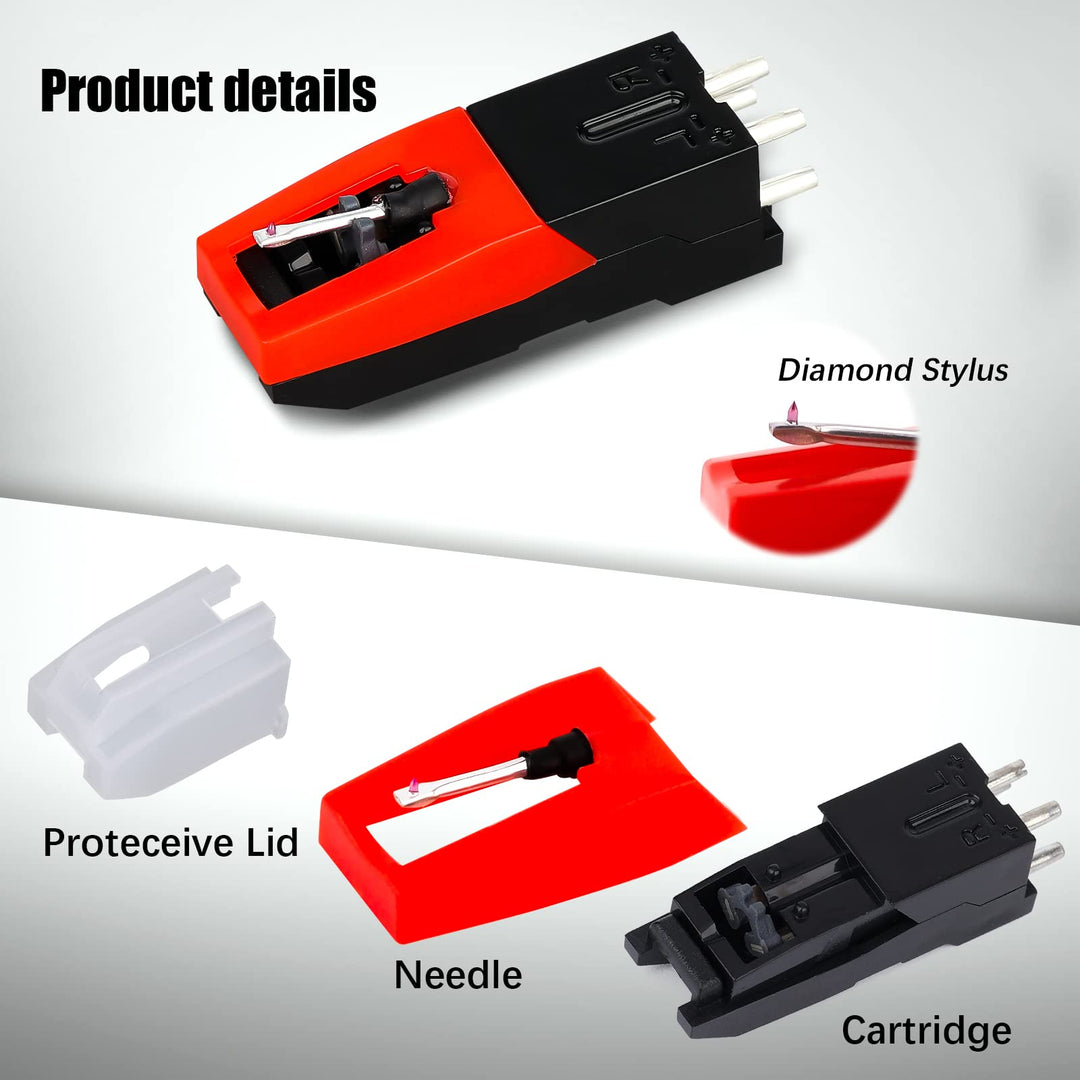 LUTER 1 Piece Turntable Cartridges with 2 Pieces Needle Turntable Needles Stylus for Turntable Turntable Replacement Accessories for Vinyl Turntable