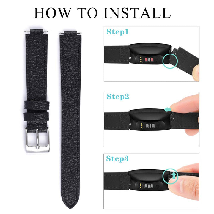 Leather Bands Compatible for Fitbit Inspire 3/ Fitbit Inspire 2/ Inspire/Inspire HR, Classic Wristbands Accessories Strap Replacement Band for Fitbit Inspire 3 Fitness Tracker Women Men- Dark Brown