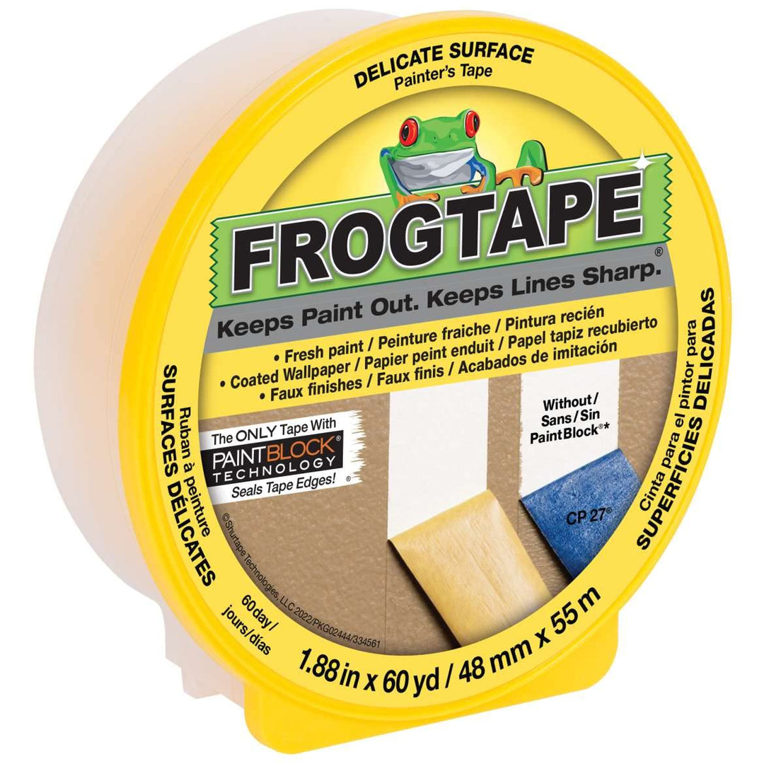 FROGTAPE Delicate Surface Painter&#39;s Tape with PaintBlock, 1.88 inch width, Yellow (280222)