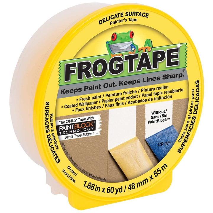 FROGTAPE Delicate Surface Painter&#39;s Tape with PaintBlock, 1.88 inch width, Yellow (280222)