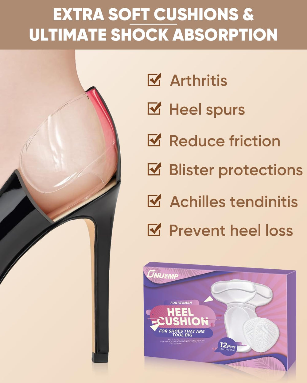 Heel Cushion Inserts and Metatarsal Pads for Women, 3 P
