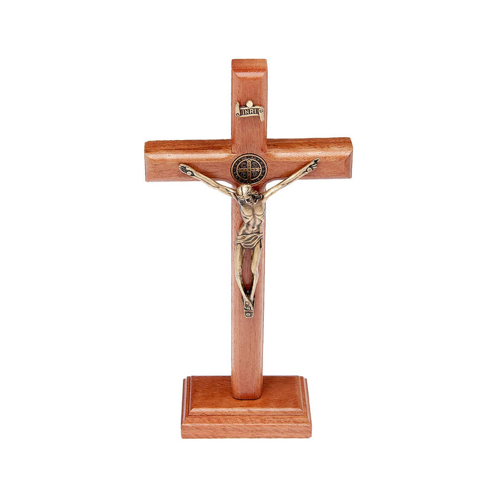 Wall and Table Wood Cross Crucifix (7.5 inch - Antique Gold)
