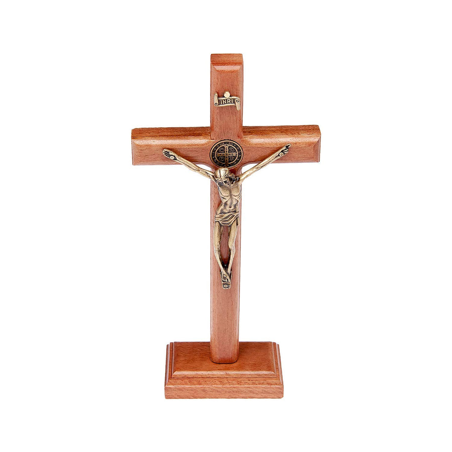Wall and Table Wood Cross Crucifix (7.5 inch - Antique Gold)