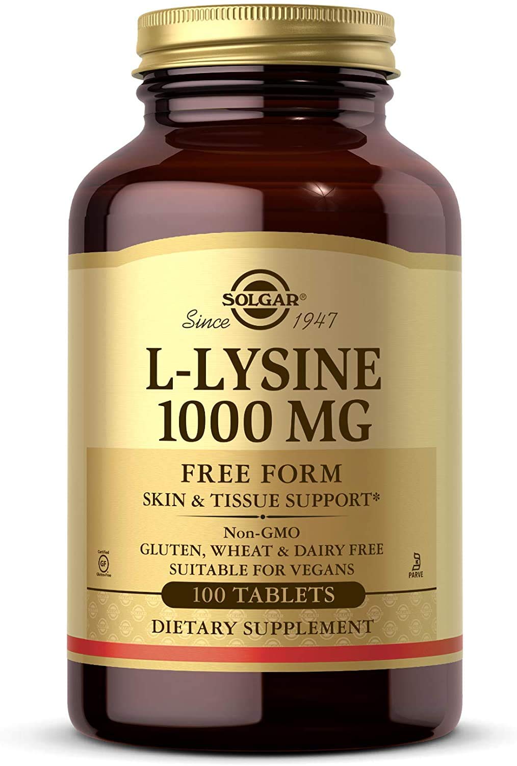 Solgar L-Lysine 1000 mg, 100 Tablets - Enhanced Absorpt