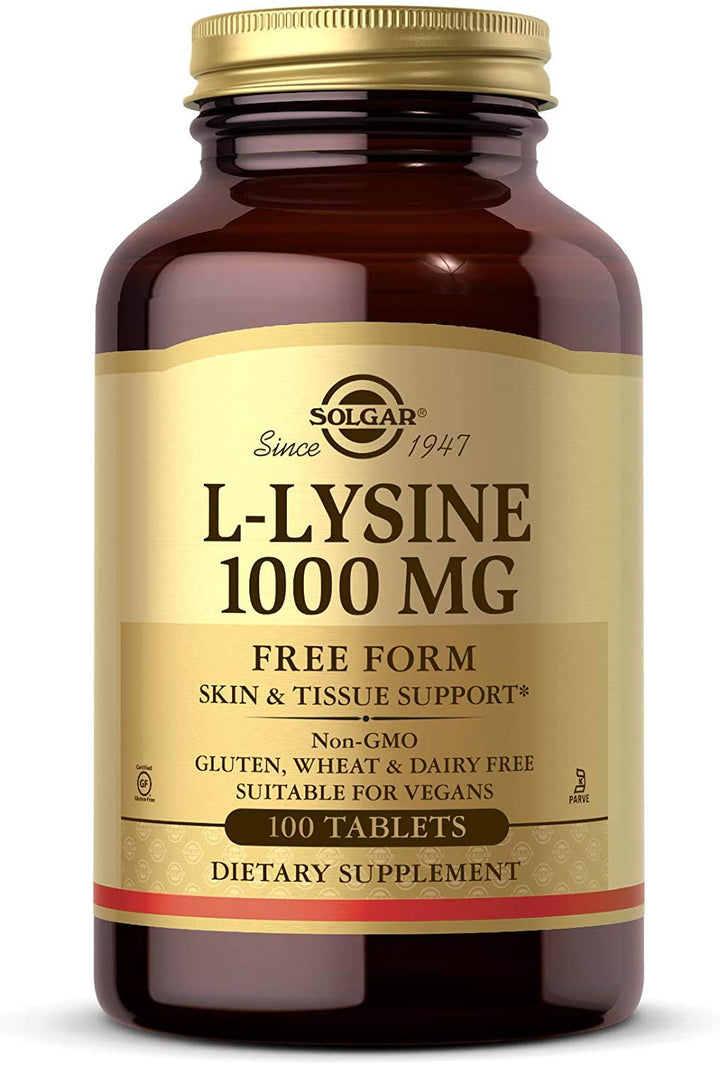 Solgar L-Lysine 1000 mg, 100 Tablets - Enhanced Absorpt