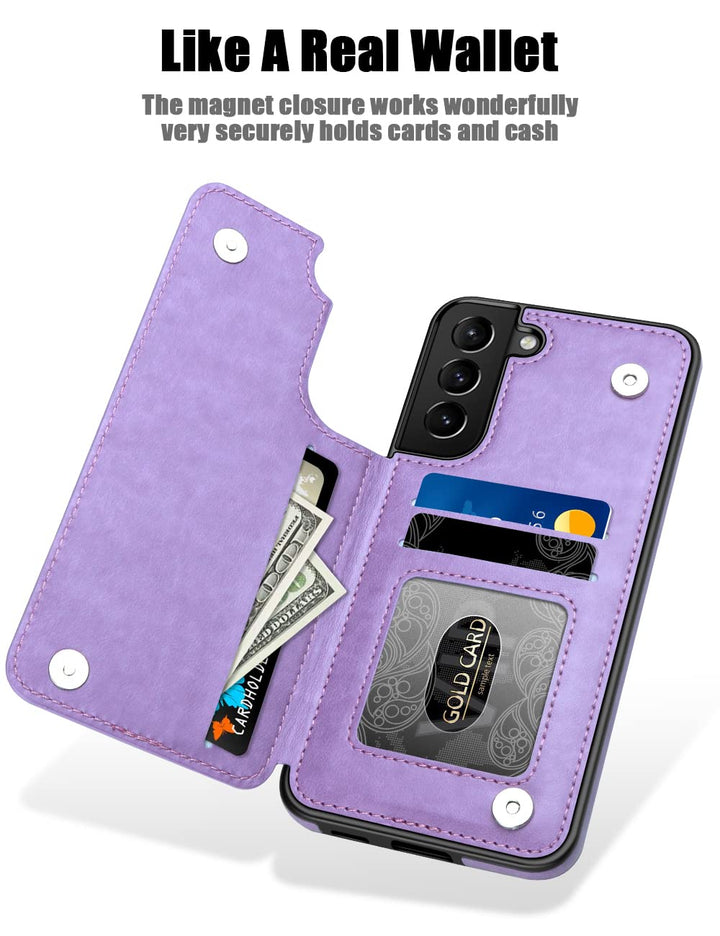 MMHUO for Samsung S22 Plus Case with Card Holder,Flower