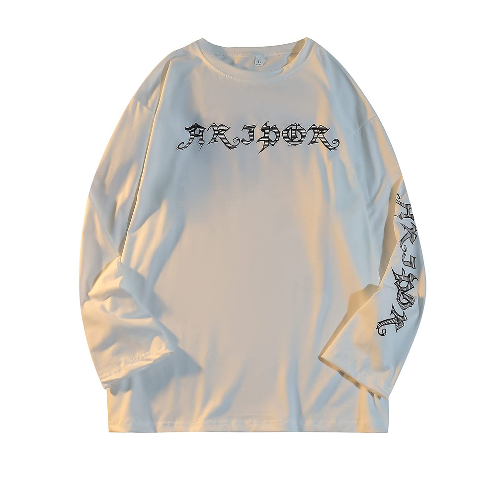 Gothic Cartoon Horror Graphic T-Shirt Women Character Print Loose Punk Japanese Pullover Top Harajuku Street Tees (White, L)