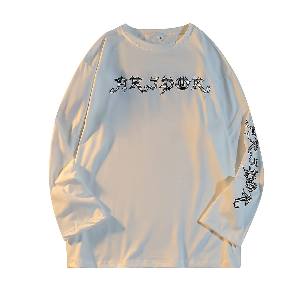 Gothic Cartoon Horror Graphic T-Shirt Women Character Print Loose Punk Japanese Pullover Top Harajuku Street Tees (White, L)