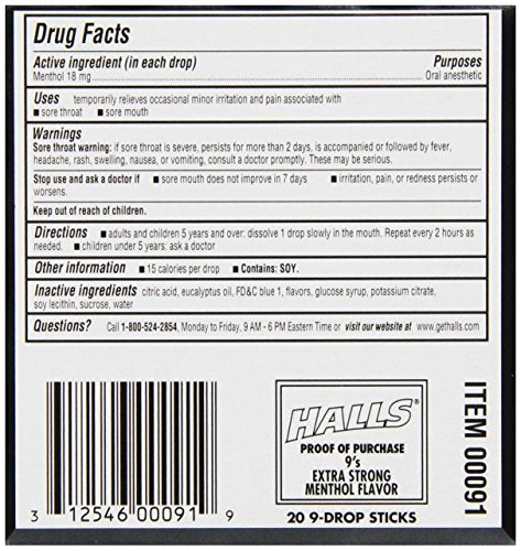 HALLS Relief Max Strength Extra Strong Menthol Throat D