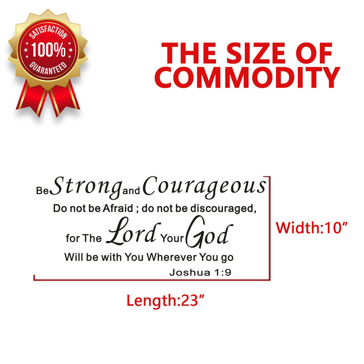 Be Strong and Courageous Wall Art, Scripture Wall Decals, Quotes Bedroom Family Bible Verse Faith Prayer Church Biblical Christian Religious Lord Jesus Home Art Decor Vinyl Stickers 23x10