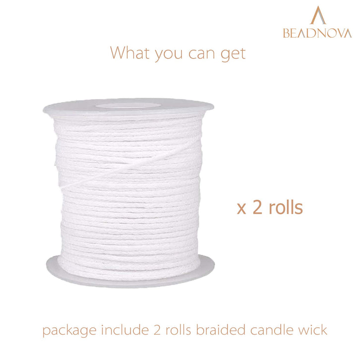 Candle Wick 400 ft Braided Cotton Candle Wick Core Braided Wick for Candle Making and Candle DIY (122m/134yard/400 Foot)