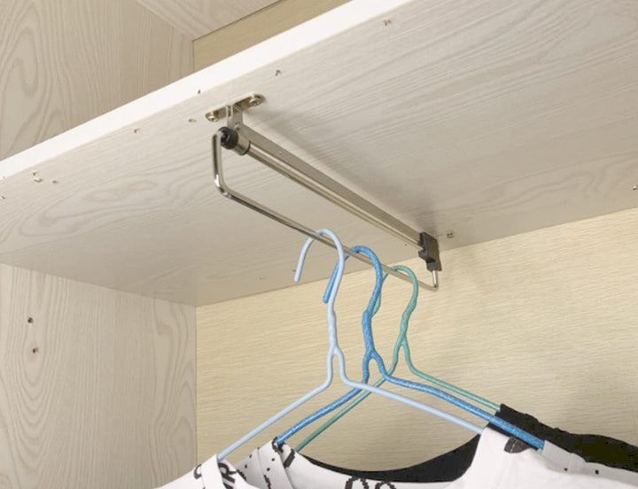 Pull Out Closet Pull-Out Closet Valet Rod Adjustable Wardrobe Clothing Rail Side with Mounting Screw Cold Rolled Steel Black Silver Wardrobe Closet Hangers,Retractable 12-Inches,Quantity-2