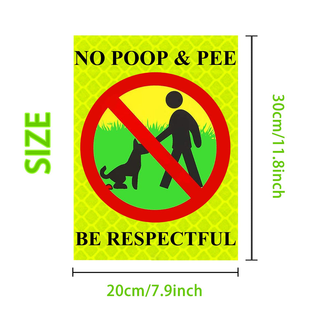 2 Pieces No Poop Reflective Stickers, Self-Adhesive Dog Signs No Poop & Pee Be Respectful Yard Sign, Easy to Use Weather Resistant Long Lasting, No Pooping Dog Lawn Signs Glow in the Dark, 8 x 12 Inch