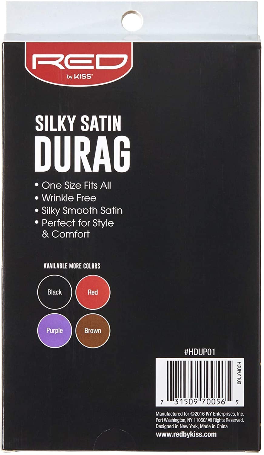 KISS RED Silky Satin Durag Premium Smooth Silky Durag for Men &amp; Women 360 Waves Headwraps (Black)