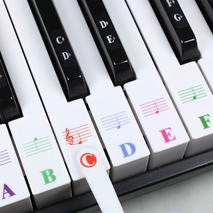 Piano Keyboard Stickers for 88/61/54/49/37 Key. Colorful Large Bold Letter Piano Stickers Perfect for kids Learning Piano. Multi-Color,Transparent,Removable