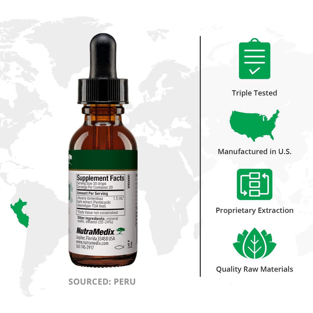 Samento Cat&#39;s Claw Tincture - Peruvian Cat&#39;s Claw Extract for Immune, Brain, Antioxidant, Cardiovascular &amp; Microbial Support - Bioavailable Herbal Supplements from Nature (1oz / 30ml)