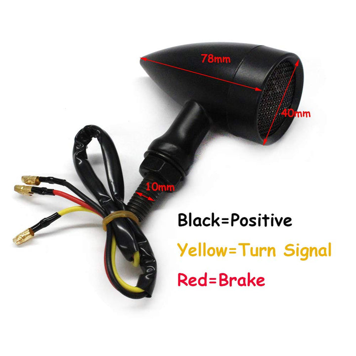 Black Motorcycle LED Turn Signals Red Light Brake Running Tail Lights Bullet