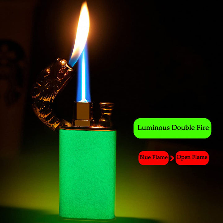 GIXXHLG Double Flame Lighter,Tiger Luminous Lighter,Uni
