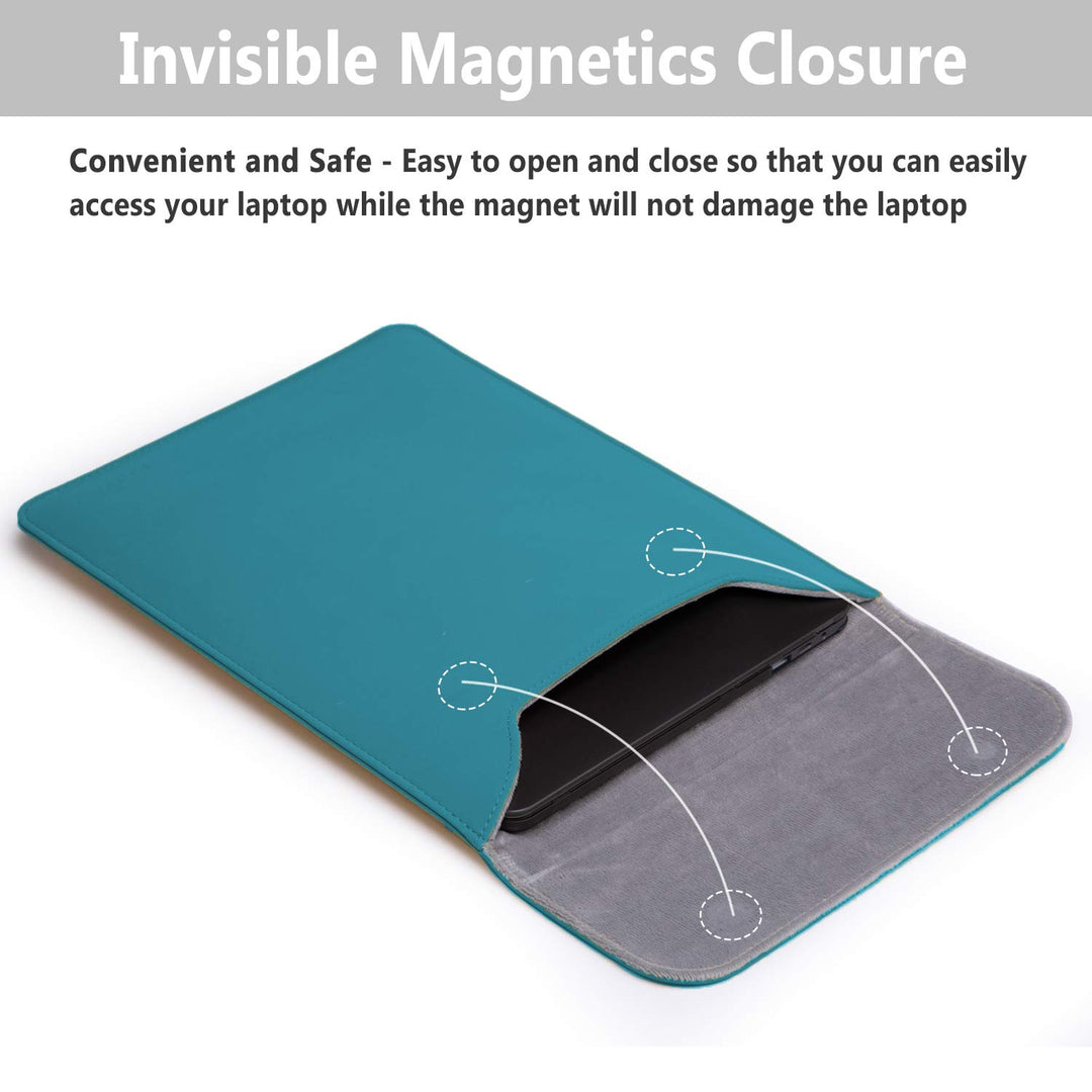 15-16 Inch Laptop Sleeve Compatible with MacBook Pro 16 M3/M2/M1 Pro/Max A2991 A2780 A2485 A2141 2024-2019, MacBook Pro 15 2012-2015, XPS 15, Faux Suede Leather Case with Small Bag, Deep Teal