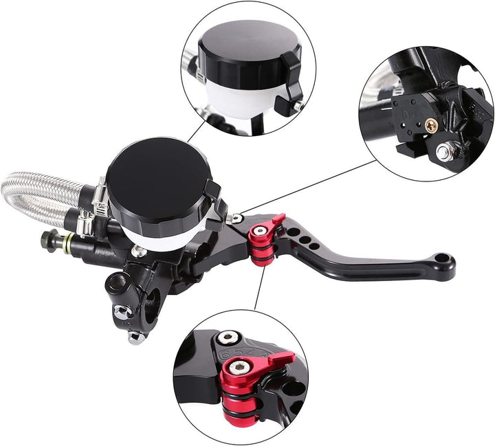 Universal Motorcycle Brake Levers 7/8 22mm Cylinder Clutch Lever Adjustment Front Brake Master Standard Handlebar for Sport Bike/Street Bike/Scooter/Dirt Bike (Black)