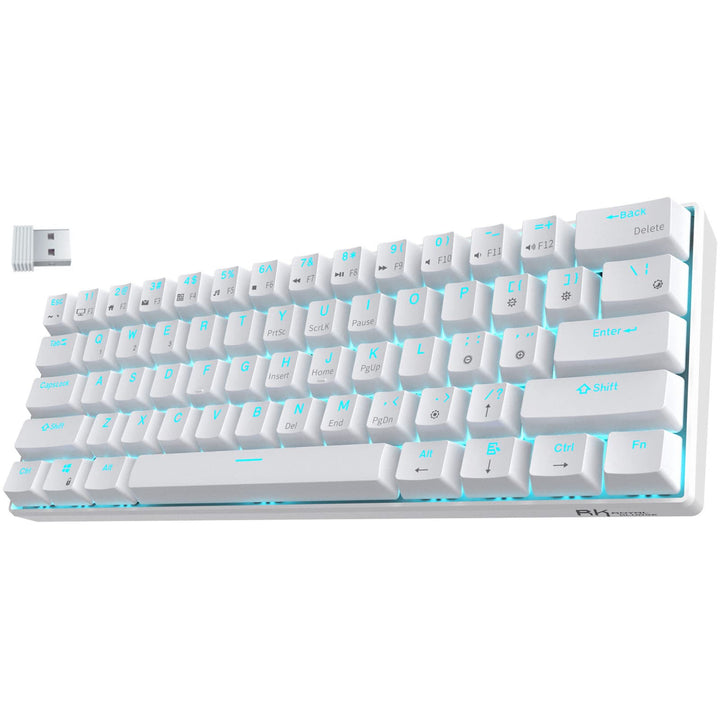 RK61 Wireless 60% Mechanical Gaming Keyboard, Ultra-Compact 60 Keys Bluetooth Mechanical Keyboard with Programmable Software (Blue Switch, White)