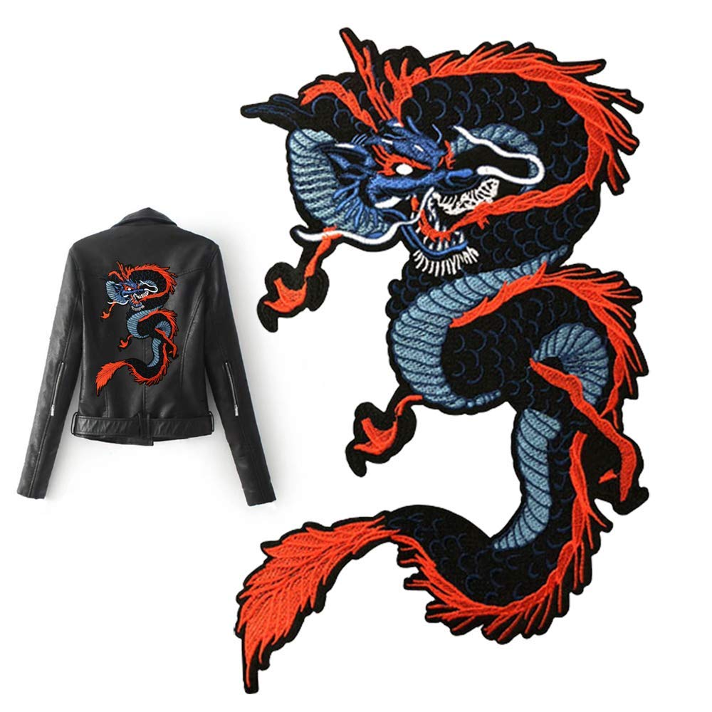 Dragon Lrage Iron On Patch Embroidered Applique 13.4Inch Dragon Sew on Patches for DIY Costume, Jackets, Jeans, Clothing, Bags
