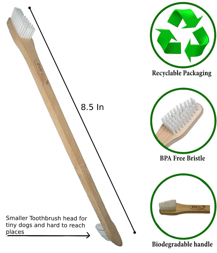 4-Pack Bamboo Dog &amp; Pet Toothbrushes - 2 Brush 