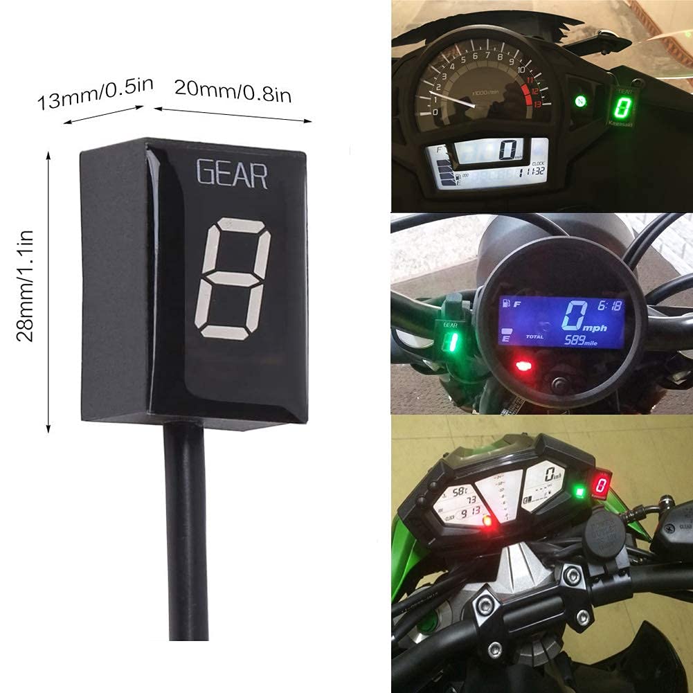 Motorcycle Gear Indicator for Honda with Holder Bracket,Waterproof LED Display Digital Display Speedometer Shift Lever Sensors Plug &amp; Play (Red)