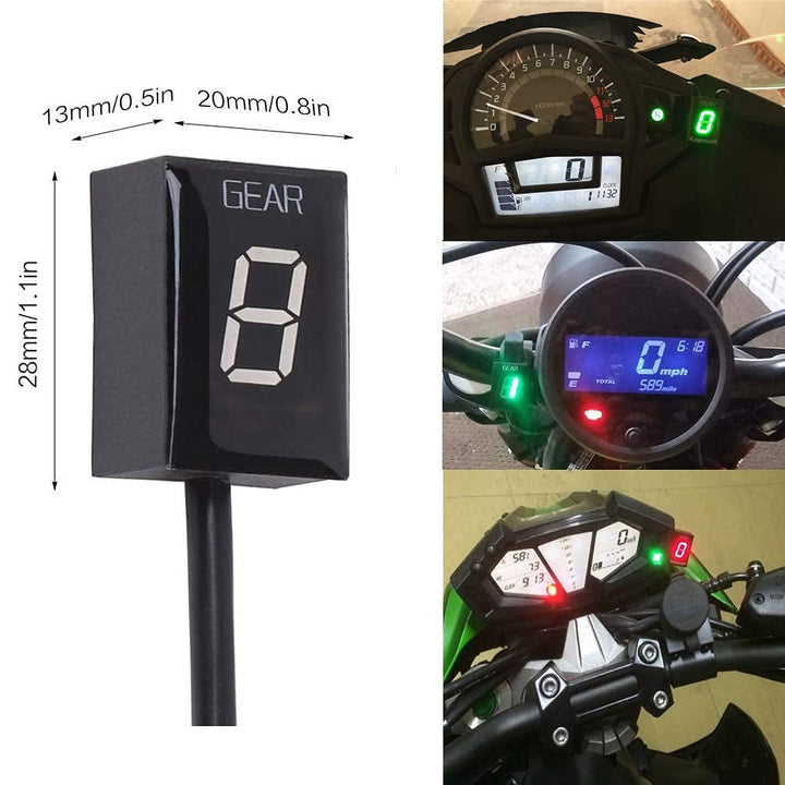 Motorcycle Gear Indicator for Honda with Holder Bracket,Waterproof LED Display Digital Display Speedometer Shift Lever Sensors Plug &amp; Play (Red)